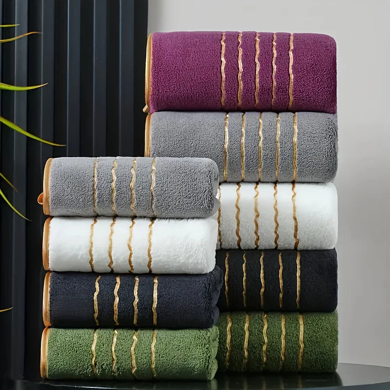 6 Piece Bath Towel Set Polyester Towels Soft Absorbent