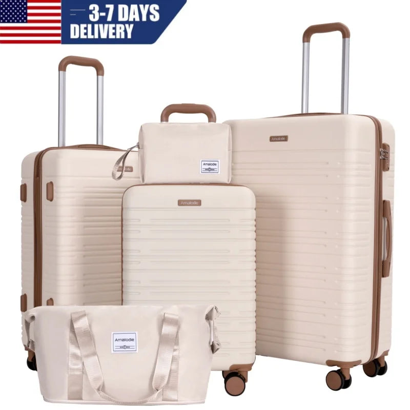 Amalodiecn 3-Piece ABS Luggage Set With Spinner Wheels And TSA Lock
