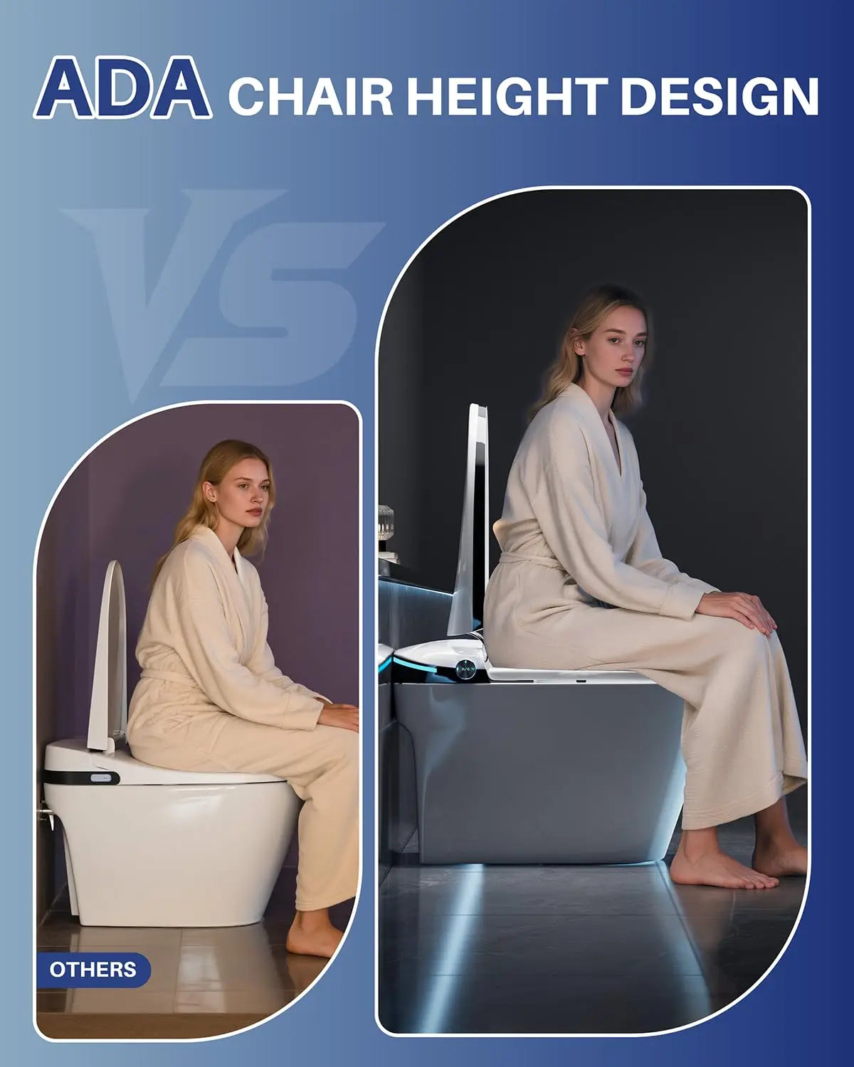 Smart Toilet With Built In Bidet Heated Seat Auto Soft Close Foot Sensor