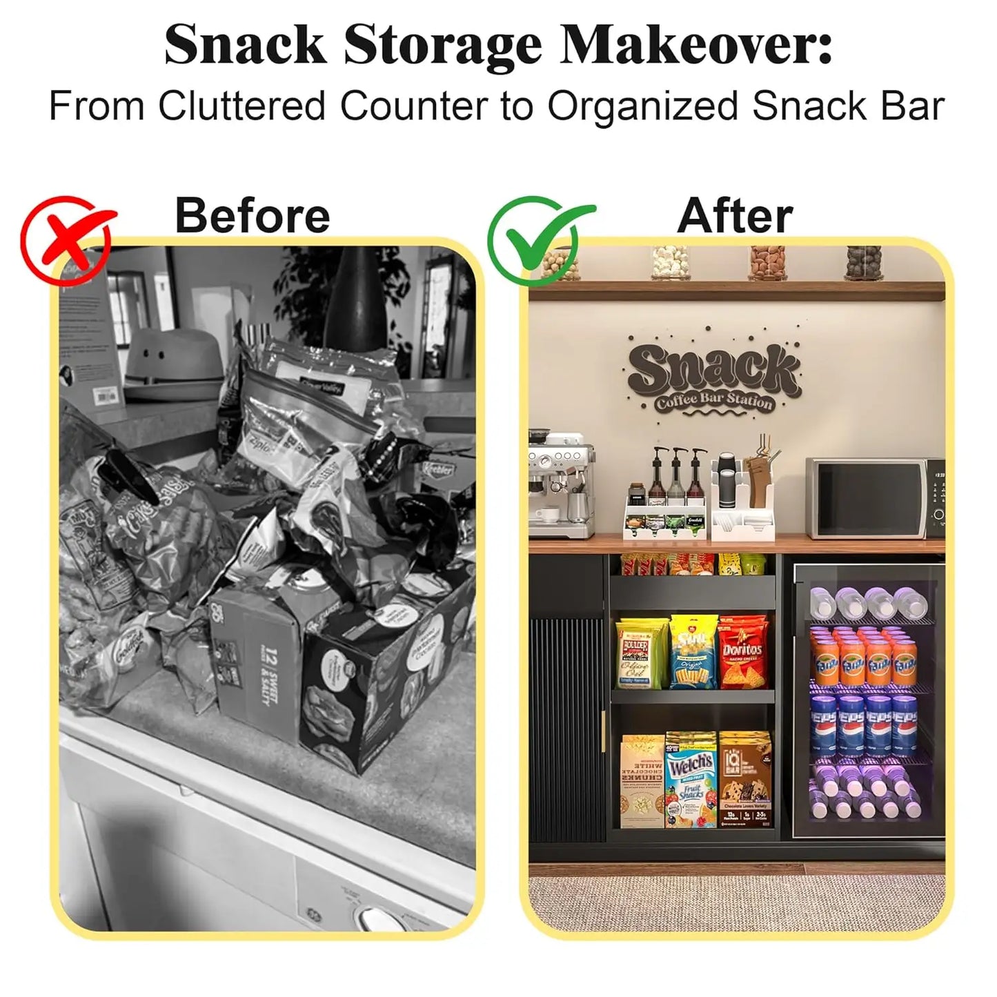 Snack Bar Cabinet With Fridge Space Coffee Station And Shelf