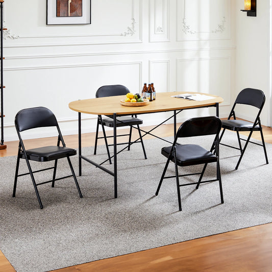 JHK Padded Folding Chair 4 Pack Faux Leather Sturdy Metal