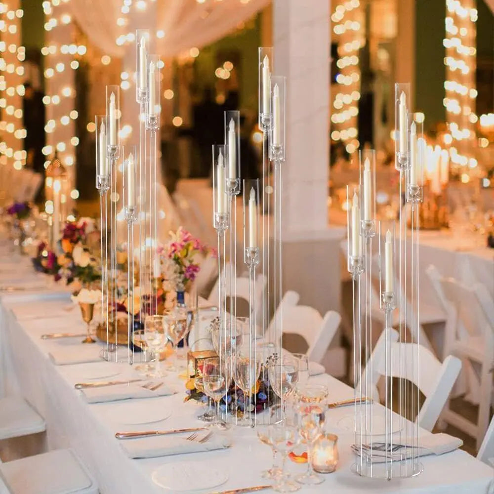 Vincigant 2-Piece 5-Arm Acrylic Floor Candelabra Wedding Centerpiece