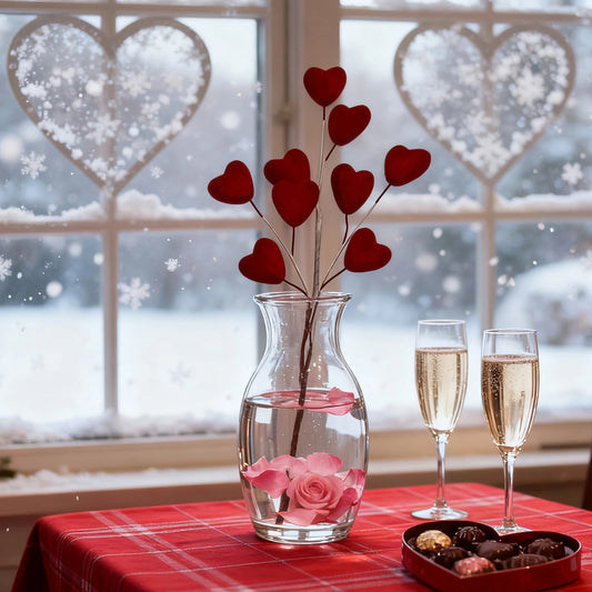 Valentine s Day Heart-Shaped Floral Picks for Romantic Home Decor and Party Centerpieces - Set of 12 Heart Picks