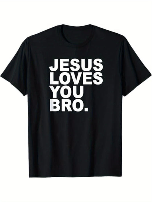 Men's Vintage Street Jesus Loves You Print T Shirt