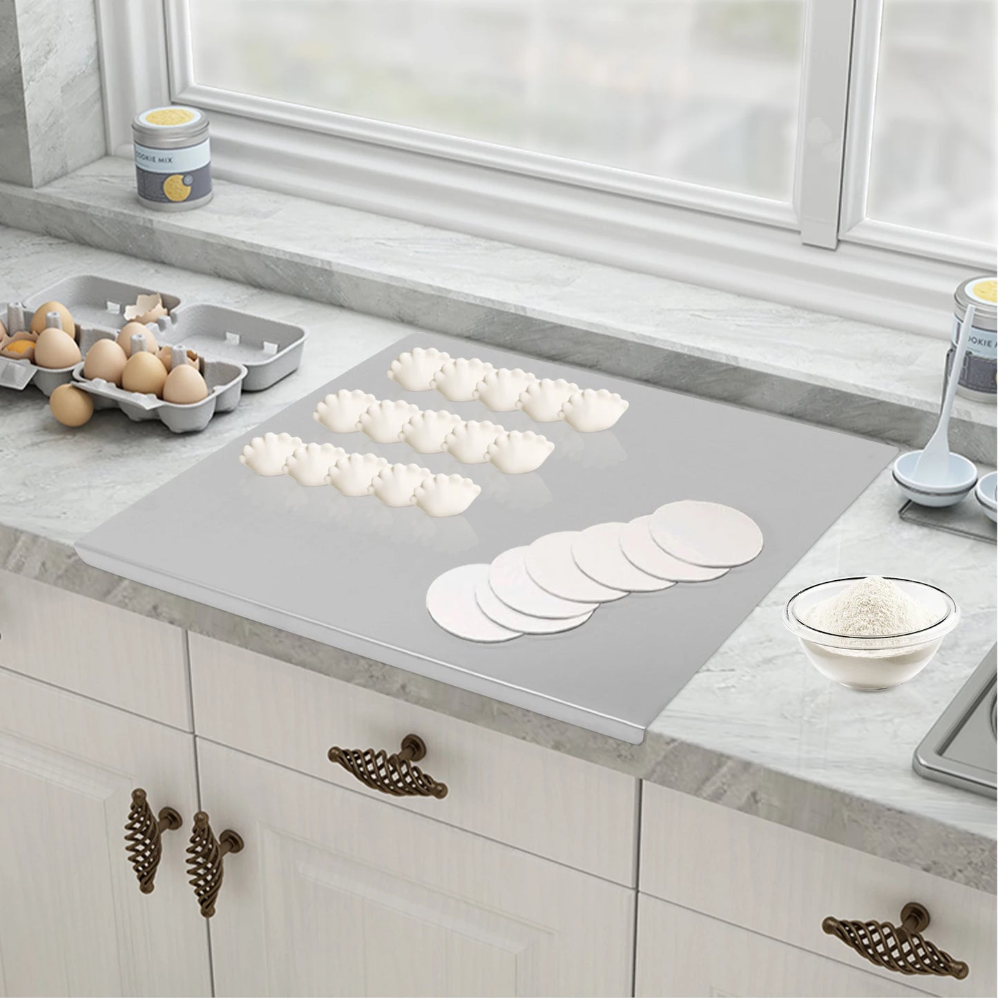 Stainless Steel Chopping Board L Shaped Edge For Veggies Dough