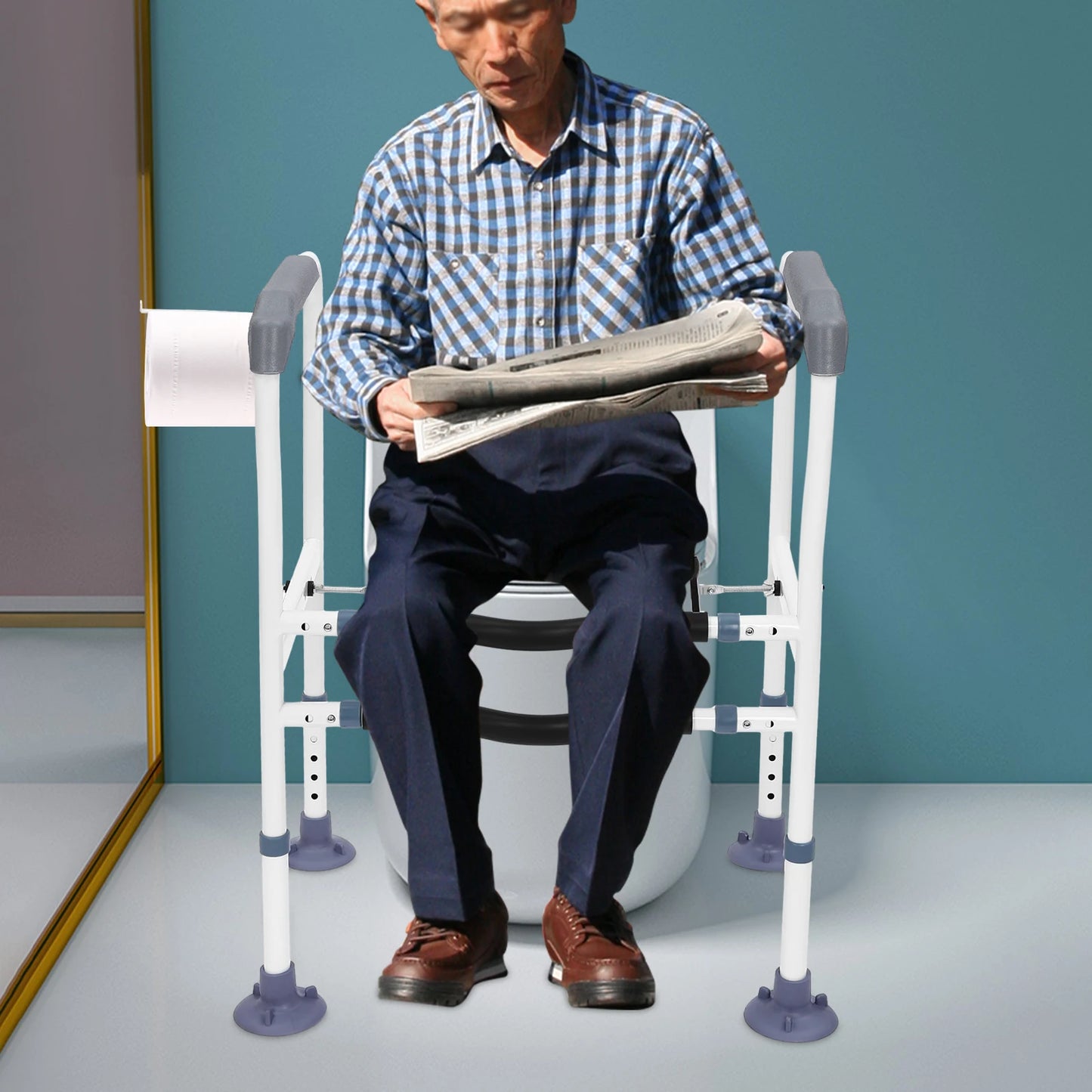 Clamp Adjustable Anti Slip Safety Toilet Handrail For Shower