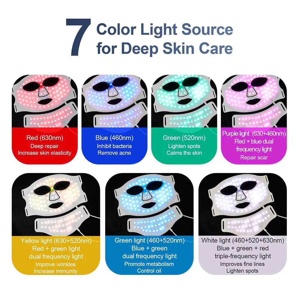 Foreverlily Silicone LED Facial Mask With Neck For Light Therapy