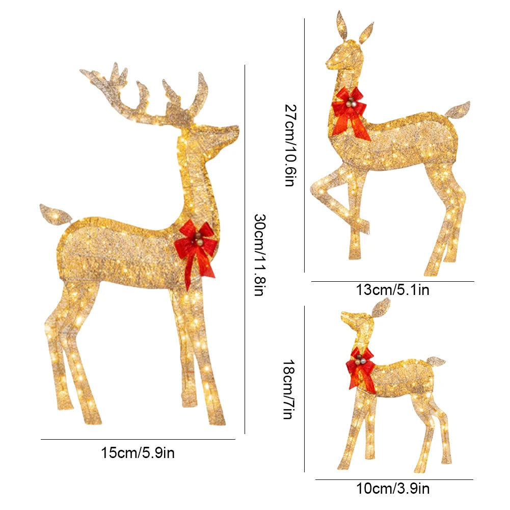 Lighted Christmas Deer Family Decor 3-Piece Set