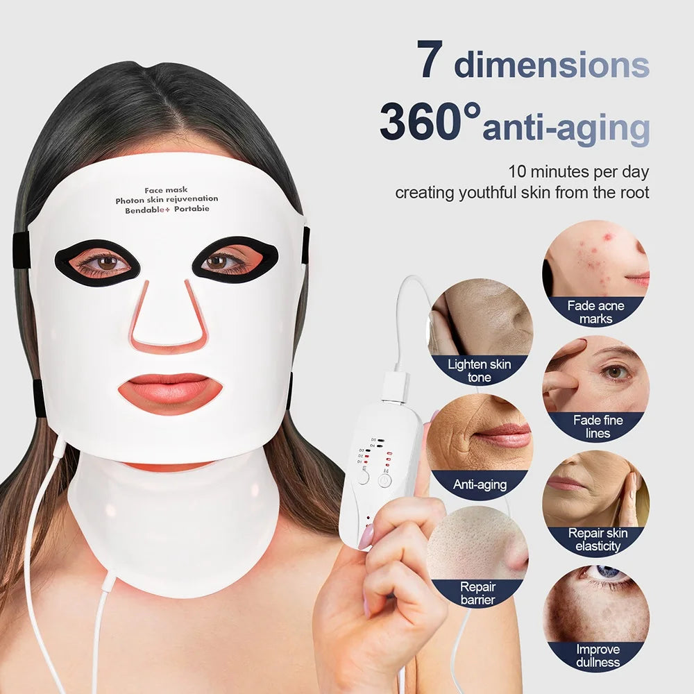 Foreverlily Silicone LED Facial Mask With Neck For Light Therapy