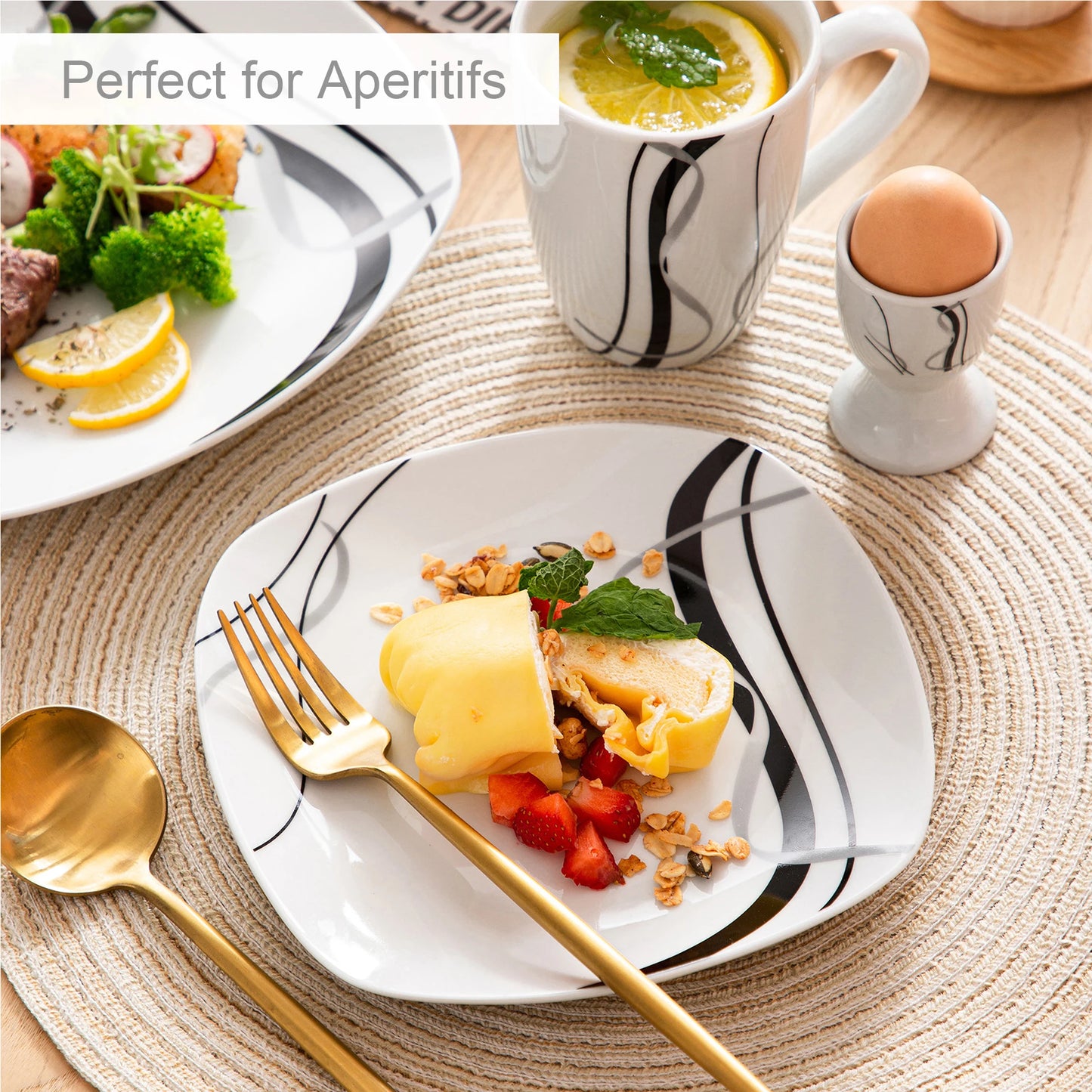 MALACASA Fiona Porcelain Dinnerware Set 7-9 People