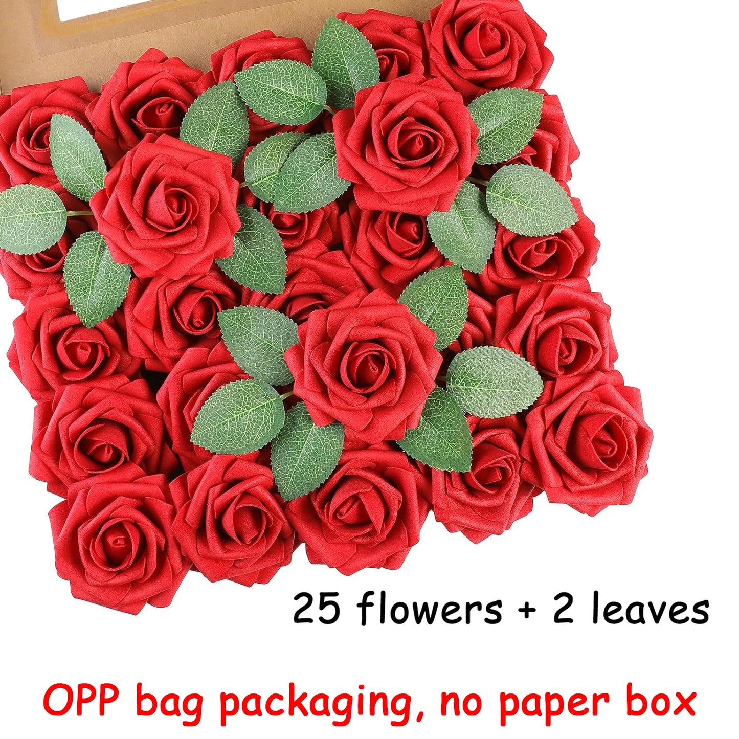 25pcs Artificial Roses With Stems For DIY Wedding Bouquets