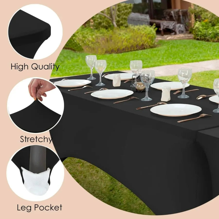 Spandex Tablecloth Fitted Stretch Cover For Folding Tables Wrinkle Free