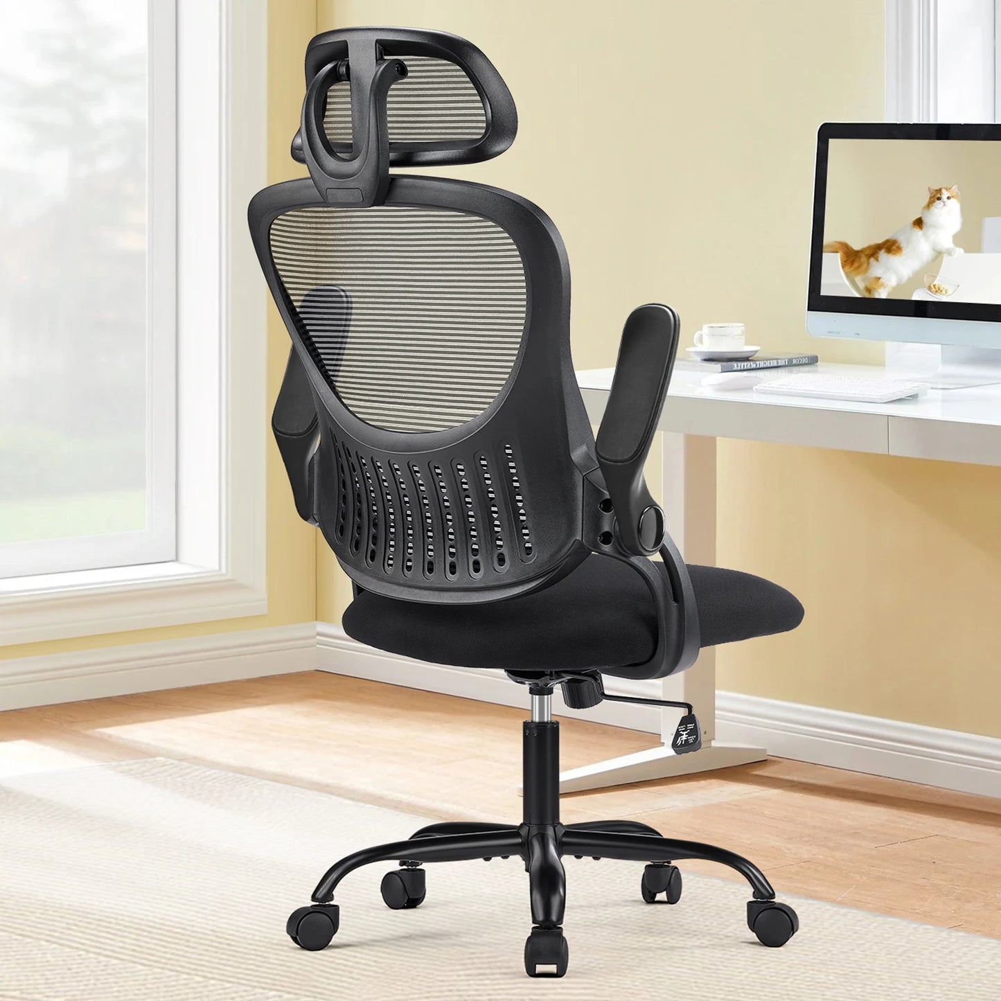 JHK Mesh Ergonomic Office Chair Flip-Up Arms Lumbar Support