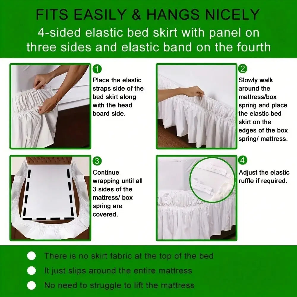 NONECN Breathable Dustproof Bed Skirt For Bedroom And Guest Room