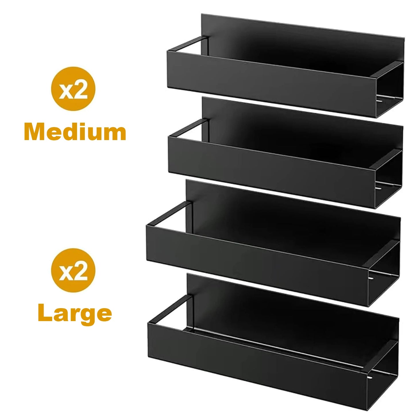 4 Pack Metal Magnetic Spice Storage Rack Kicthen Fridge Organizer Spice Jars Rack for Refrigerator Home Kitchen Bathroom Shelves