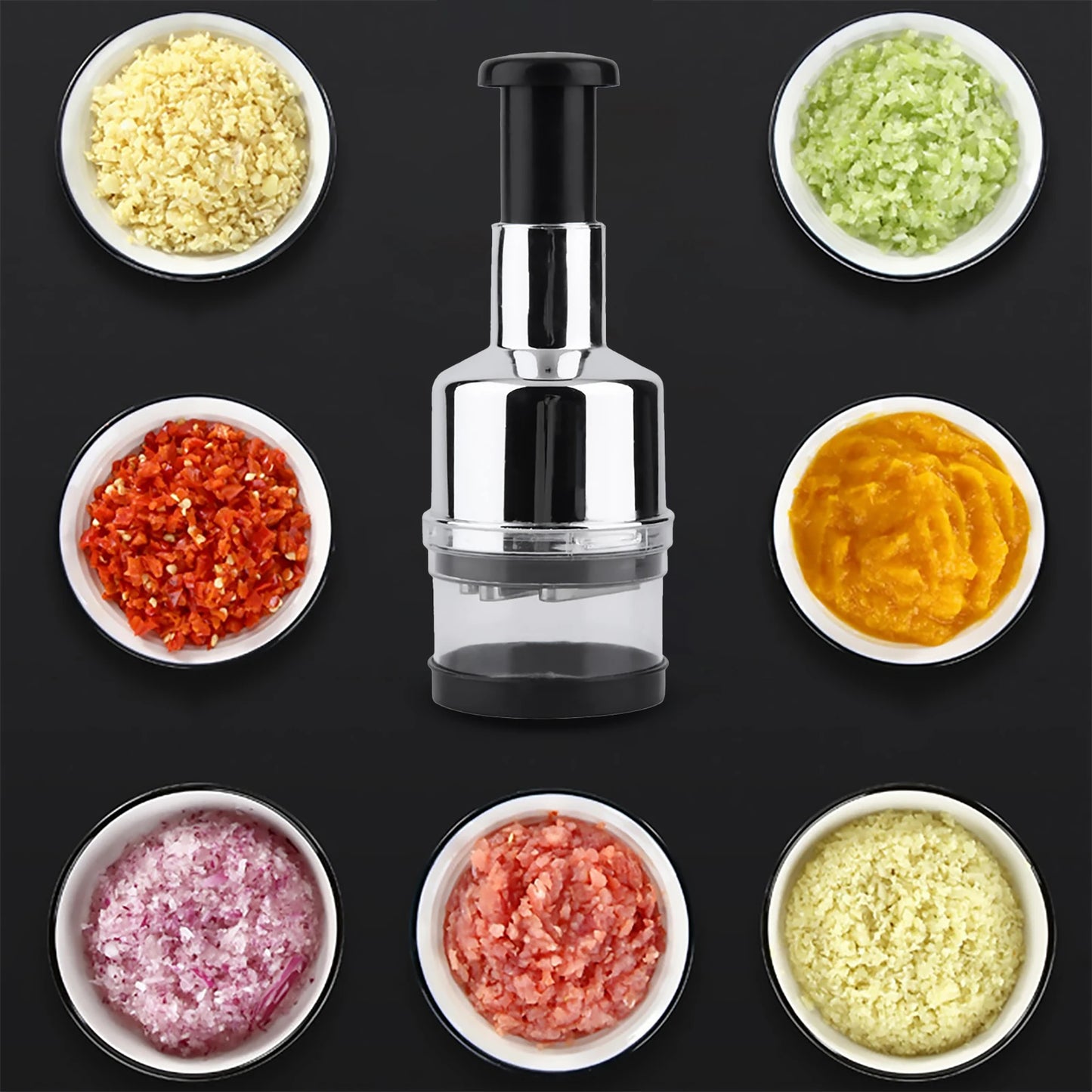 Manual Food Chopper Handheld Slap Press Mincer For Onions Garlic