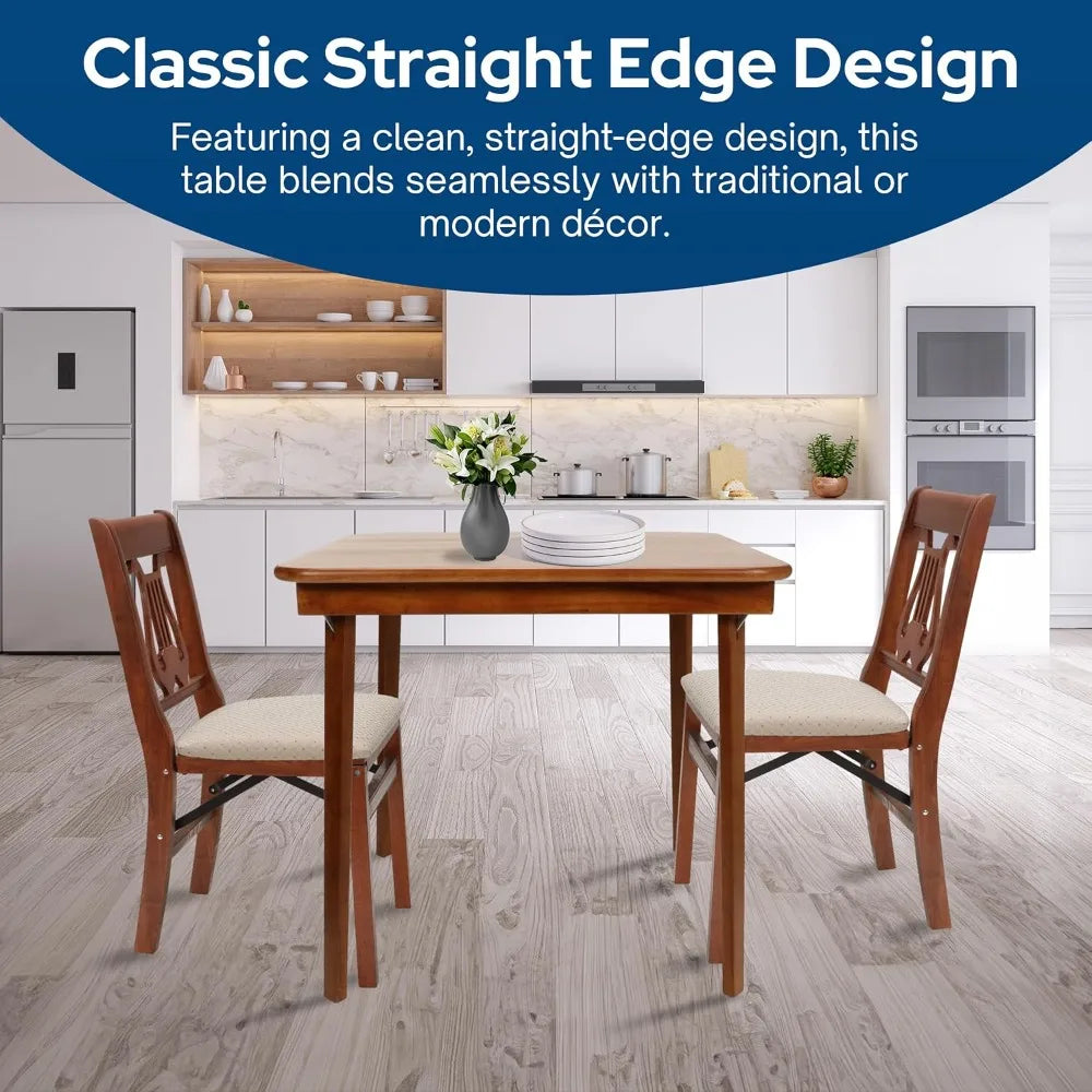 Classic Wood Folding Card Table With Straight Edge Square Design