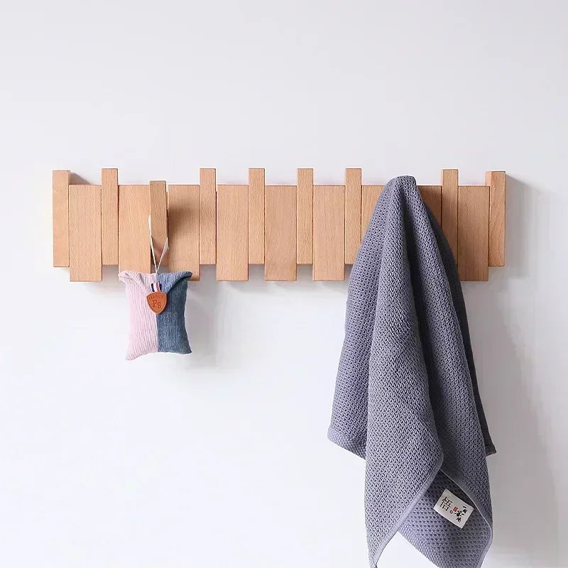 xyloid Coat Racks Wall Hanging Wall Entry Door Porch Hanging Coat Rack Perforated Solid Wood Creative Piano Keys Clothes Hook
