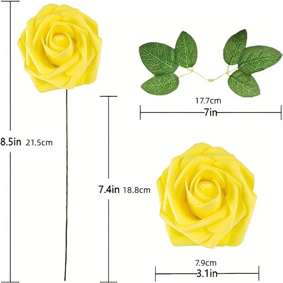 25pcs Artificial Roses With Stems For DIY Wedding Bouquets