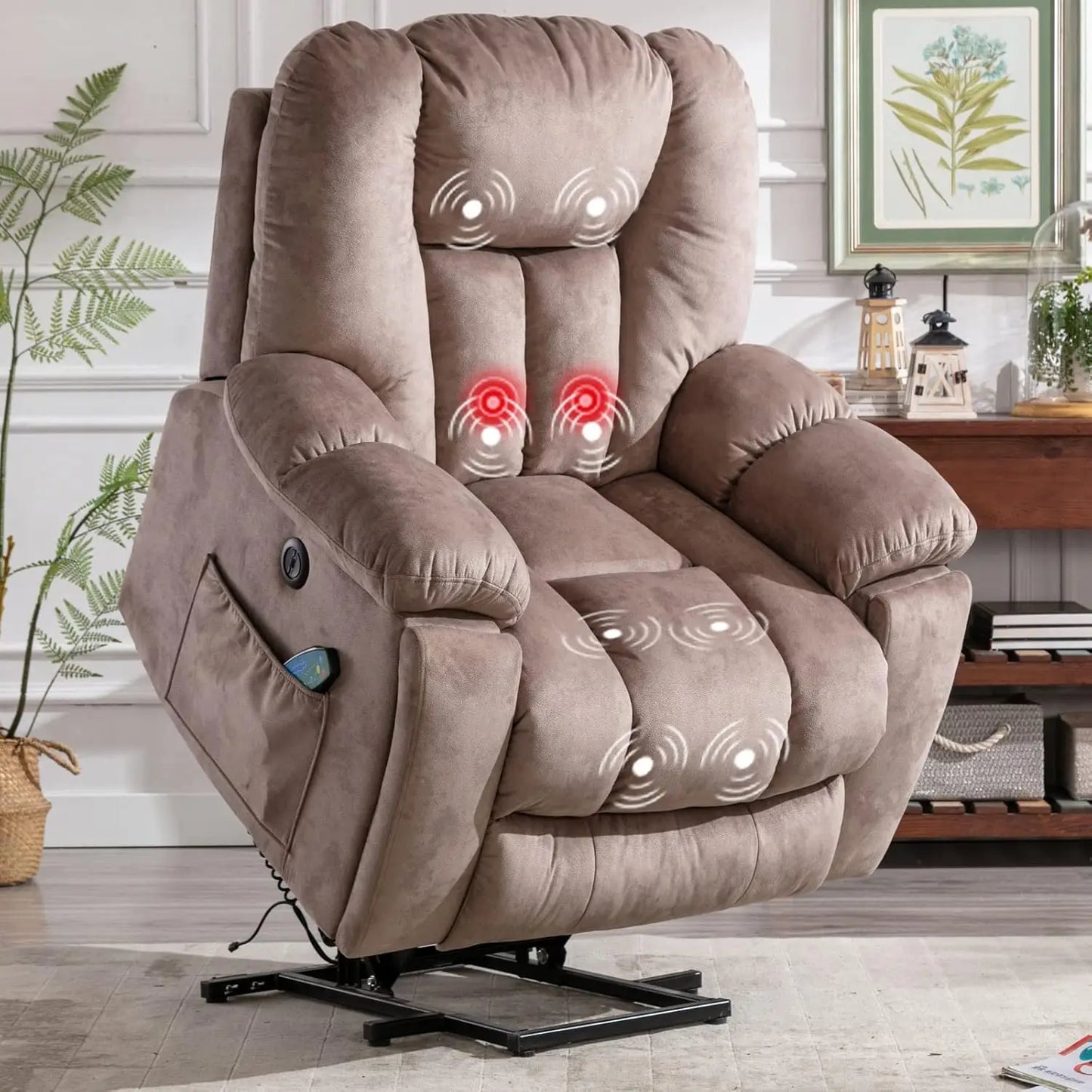 Power Lift Recliner Chair With Massage And Heat For Elderly