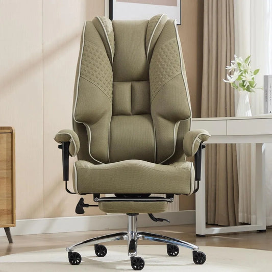 XMSJ Leather Ergonomic Executive Office Chair With Footrest