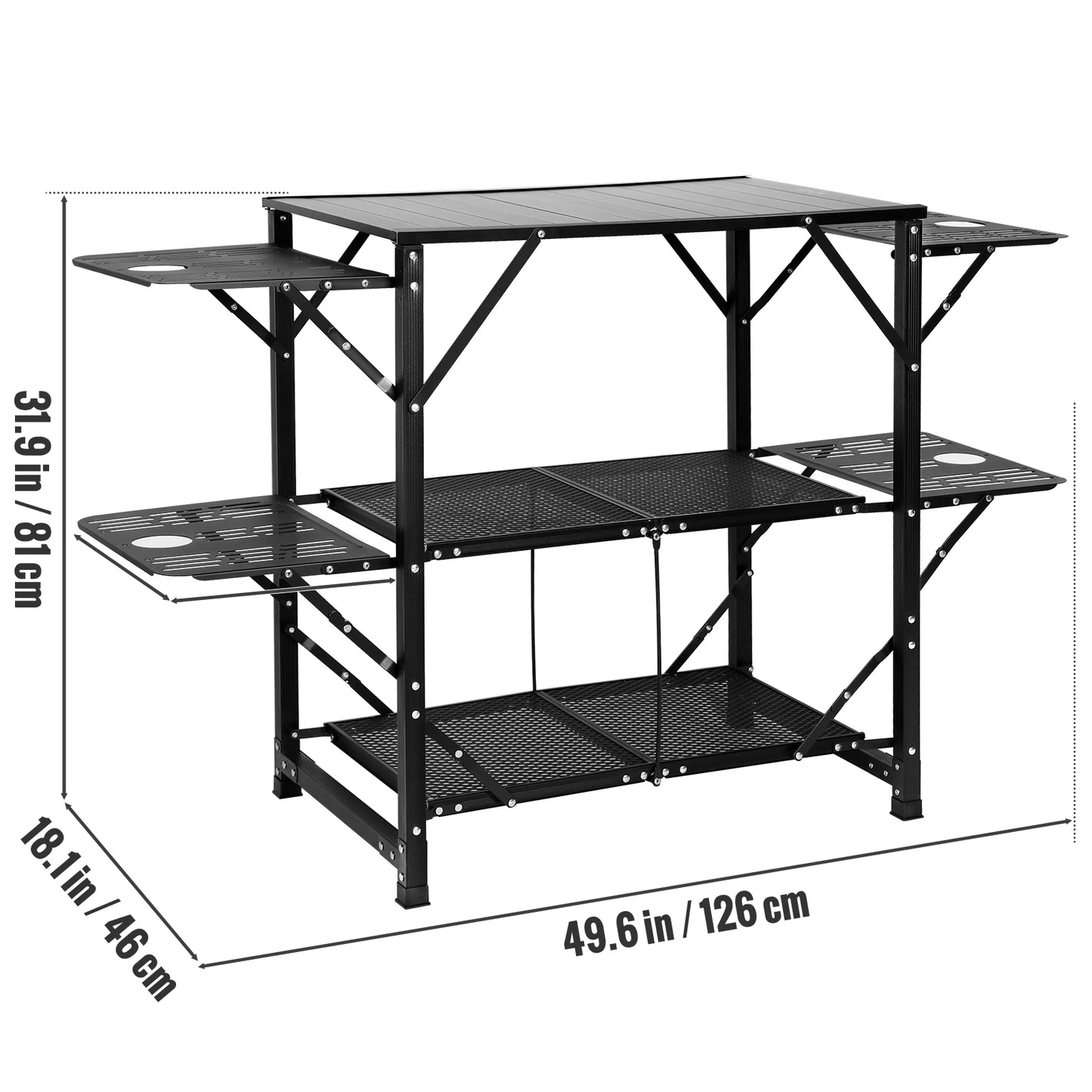 SucceBuy Camping Kitchen Table With Sink Portable Outdoor Cook Station