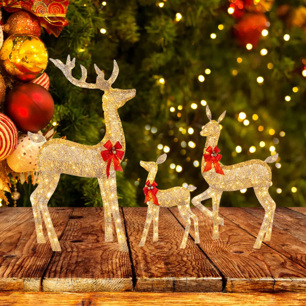 Lighted Christmas Deer Family Decor 3-Piece Set