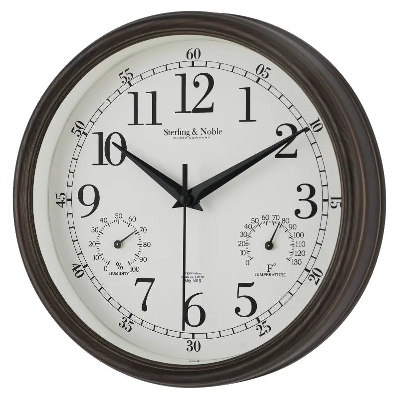 Outdoor Round Arabic Analog Wall Clock For Patios And Decks