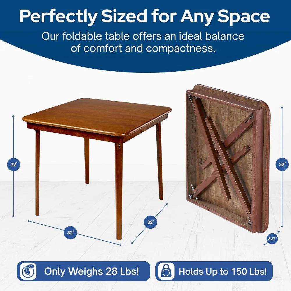 Classic Wood Folding Card Table With Straight Edge Square Design