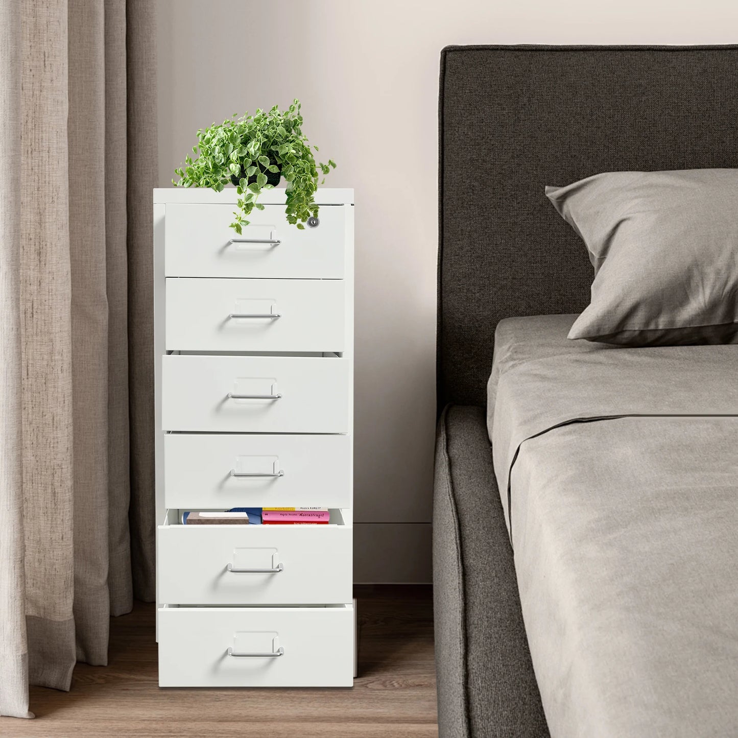Vertical Filing Cabinet With Lock And Wheels For Office