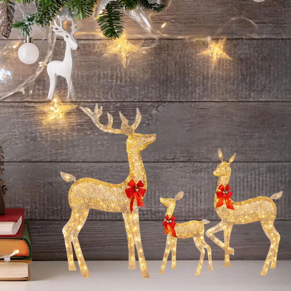 Lighted Christmas Deer Family Decor 3-Piece Set