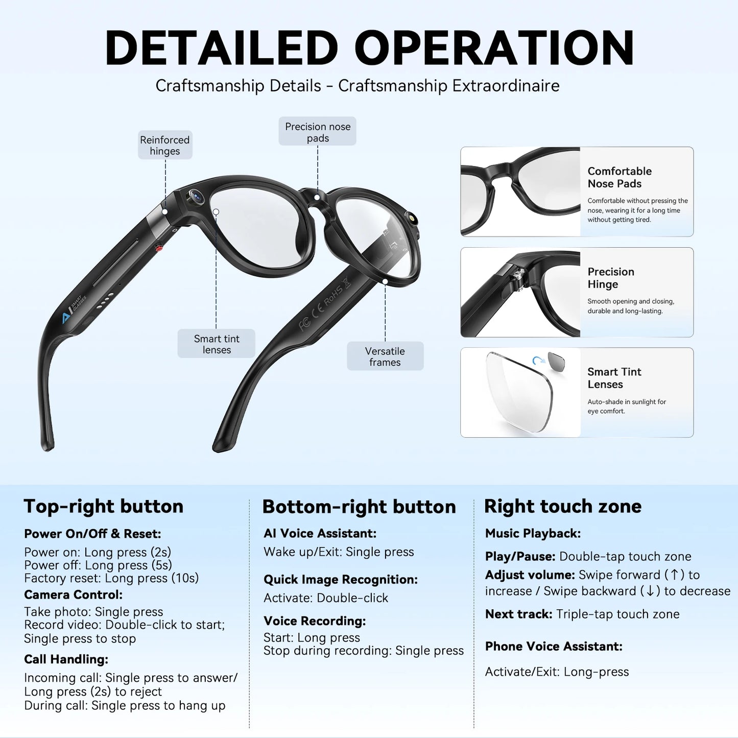 EIGIIS AI Smart Glasses With Bluetooth Calling And AI Translation