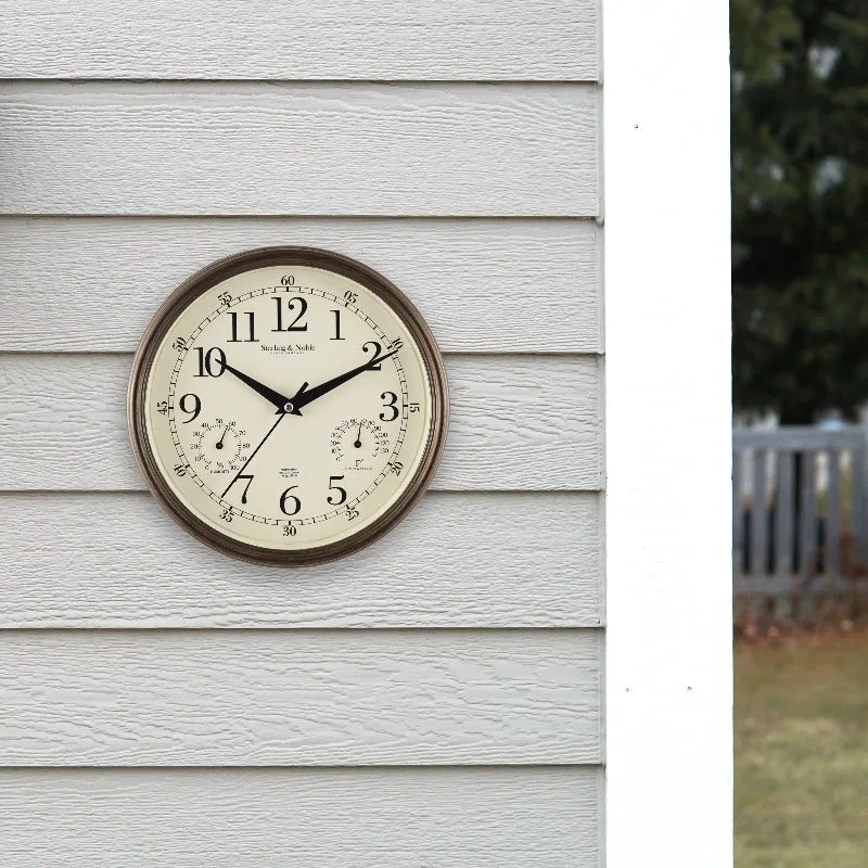 Outdoor Round Arabic Analog Wall Clock For Patios And Decks