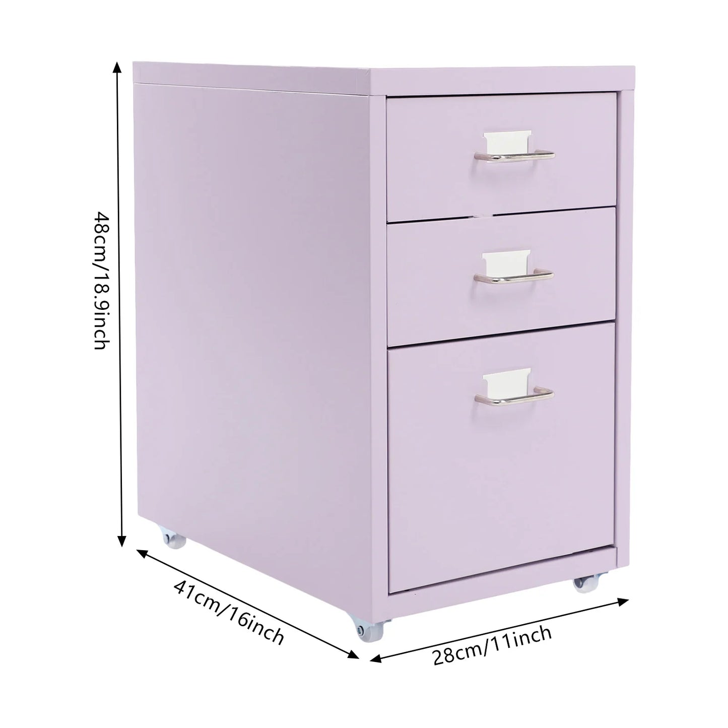 Bymaocar 3-Tier Vertical Cold-Rolled Steel Mobile File Cabinet With Lock