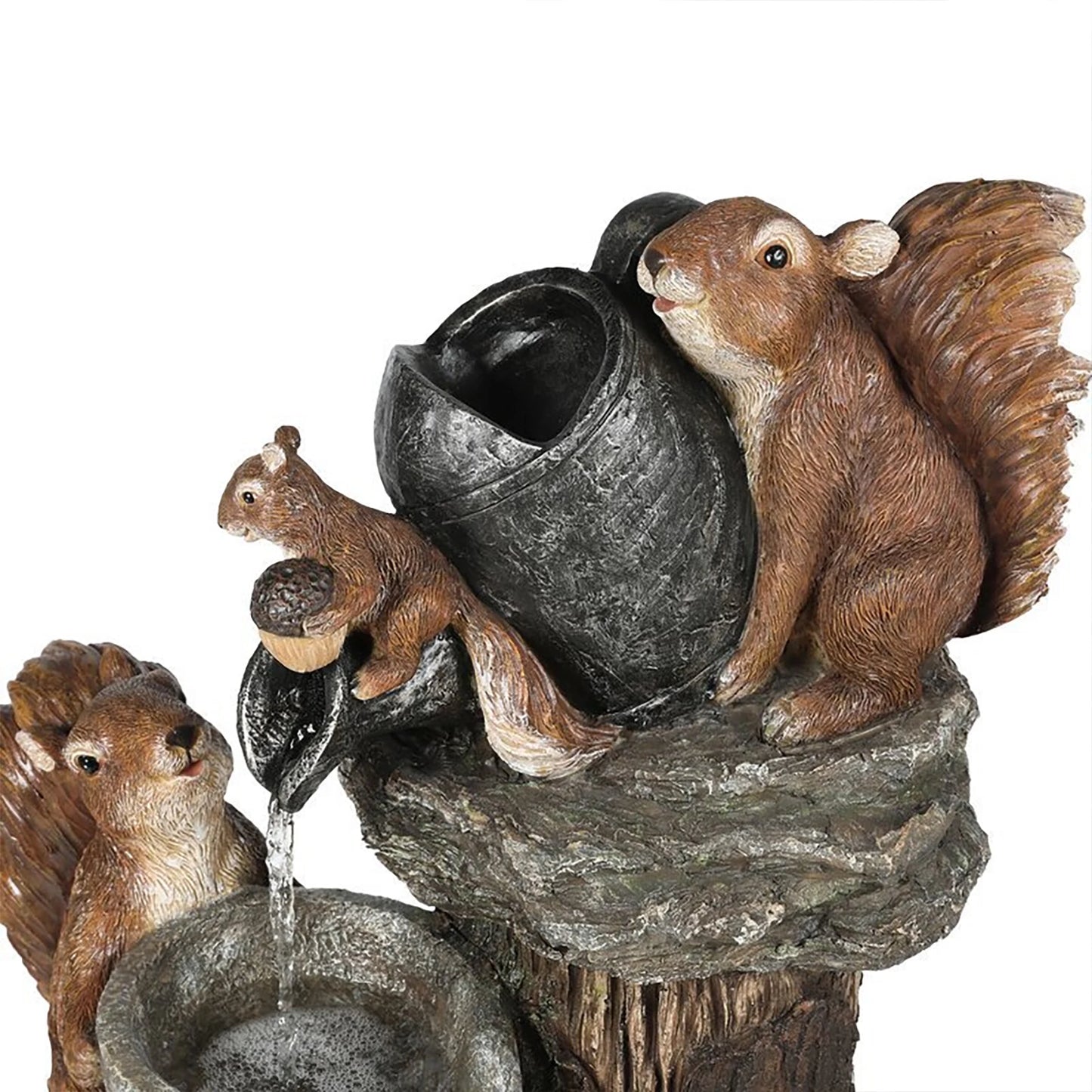Alloet Duck and Squirrel Water Fountain Ornament for Garden Decor