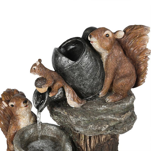 Alloet Duck and Squirrel Water Fountain Ornament for Garden Decor