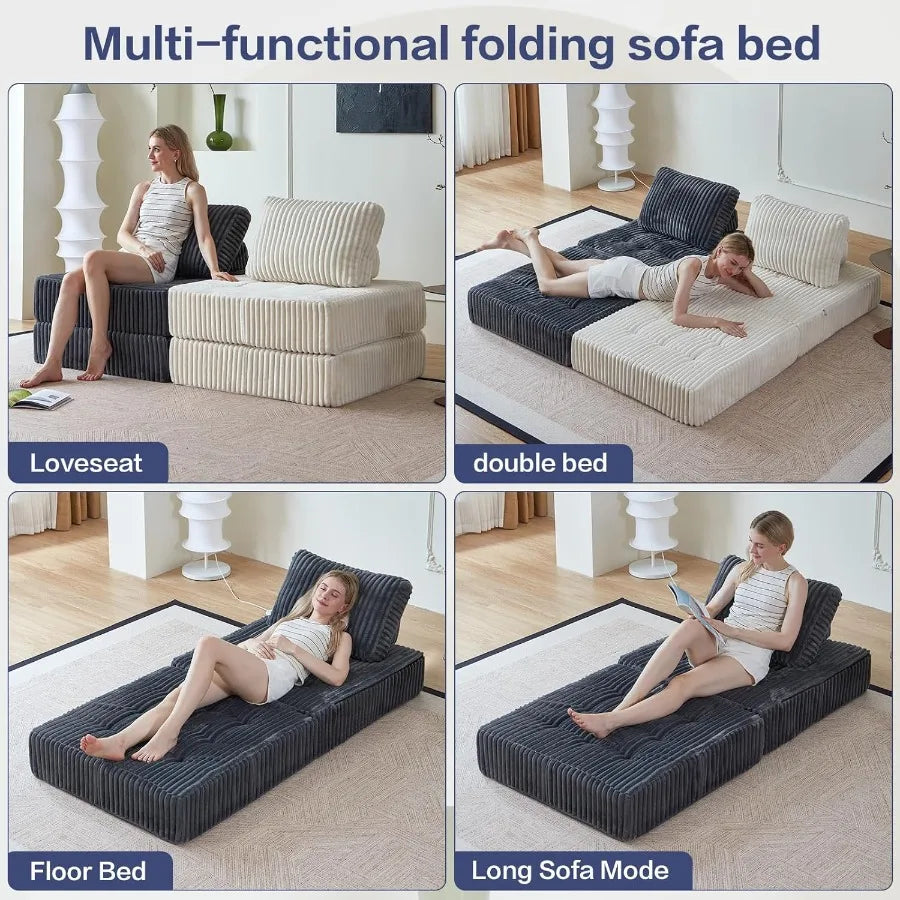 XIUWO Lightweight Convertible Floor Chair Bed Foldable Foam Sofa Mattress