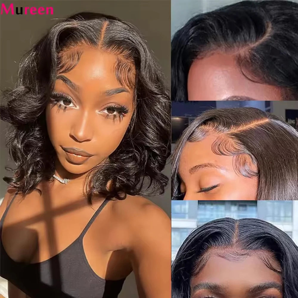 Mureen Body Wave Glueless Bob Wig 100 Percent Human Hair