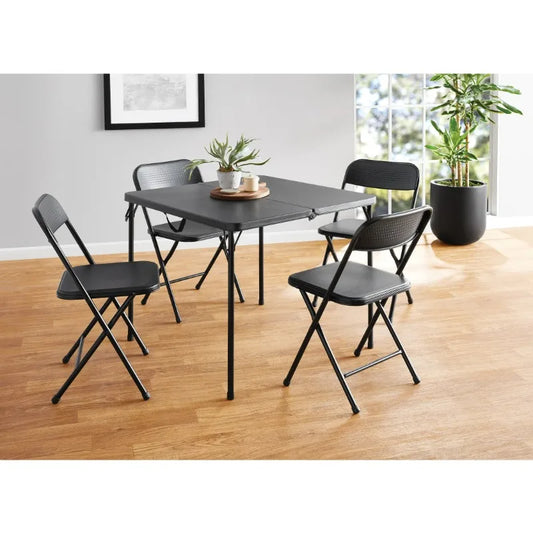 Mainstays 5 Piece Resin Card Folding Table And Chair Set