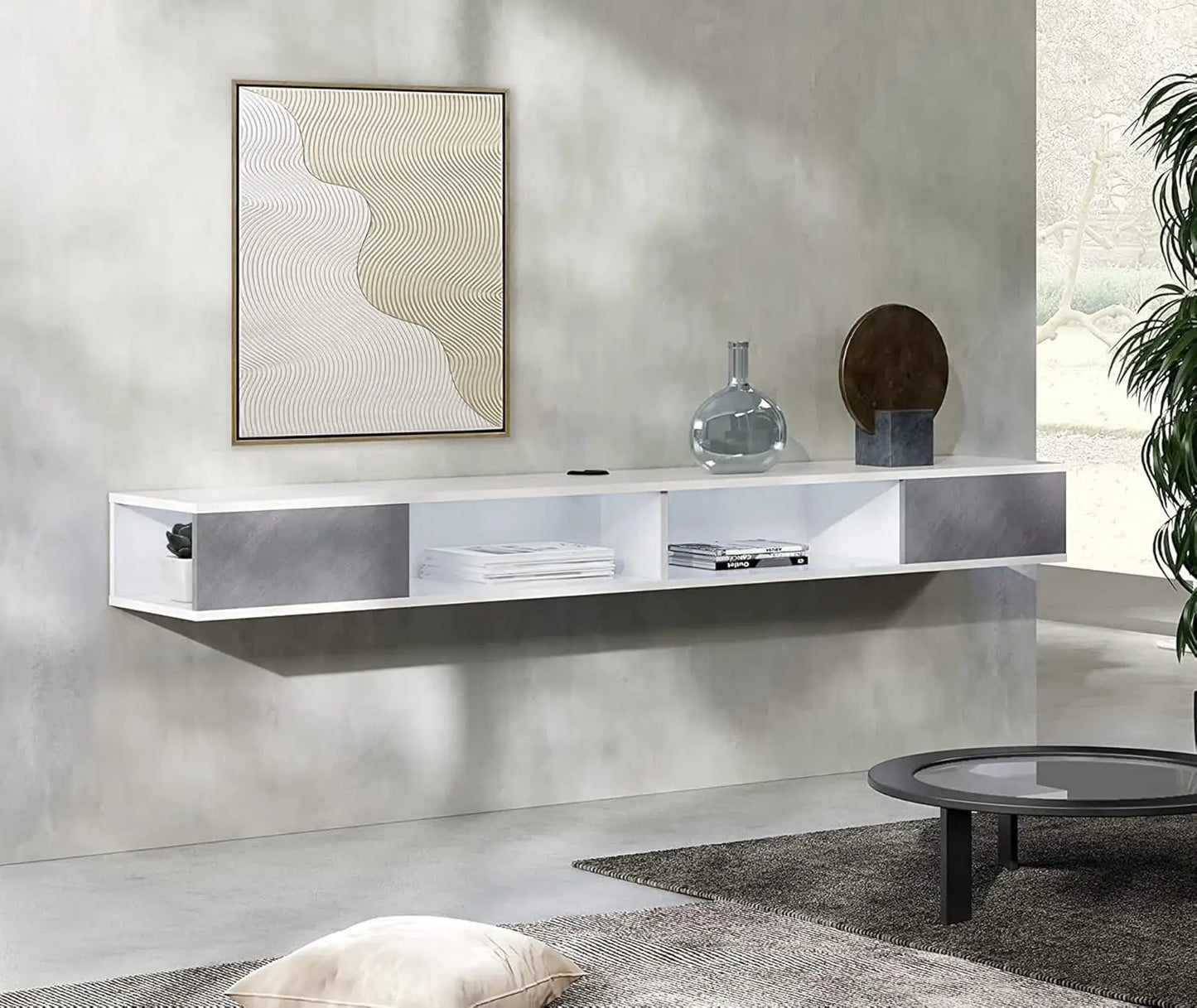 70 inch Floating TV Shelf for 75 inch TV, Floating TV Stand with Storage Under TV for Living Room, Entertainment Center for Wall