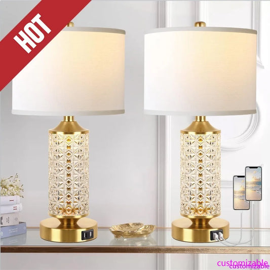 Customizable QiMH Set of 2 Table Lamps With USB Ports