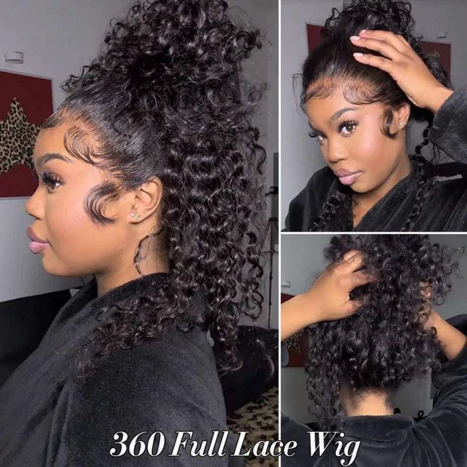 FroloCap Deep Wave 360 HD Lace Front Wig Brazilian Hair