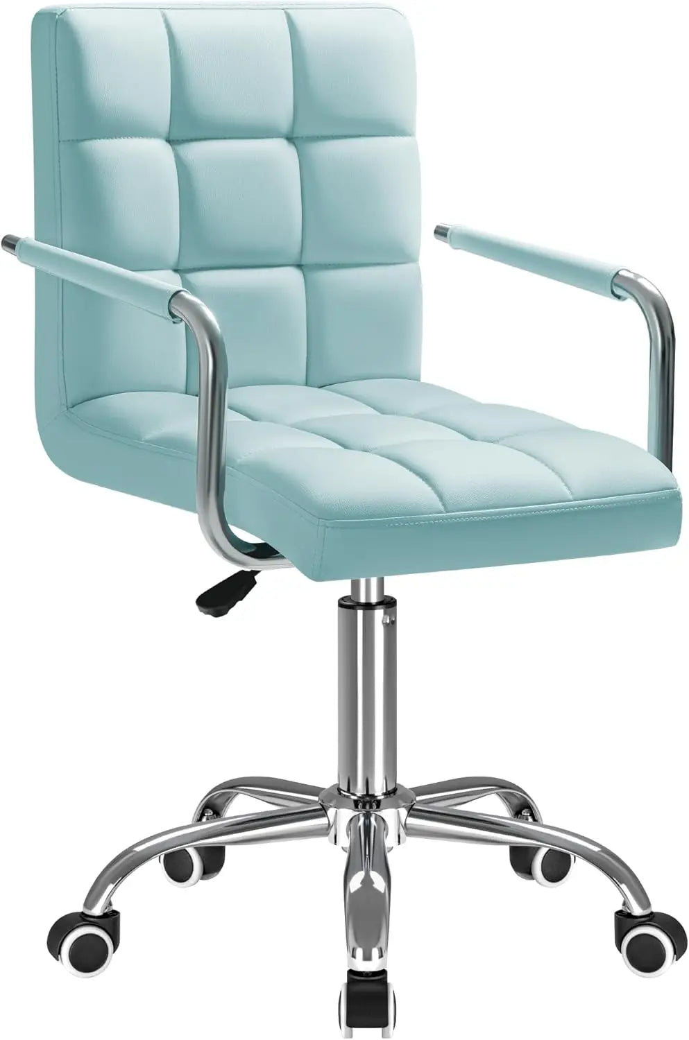 Mid-Back Office Task Chair Ribbed PU Leather Ergonomic