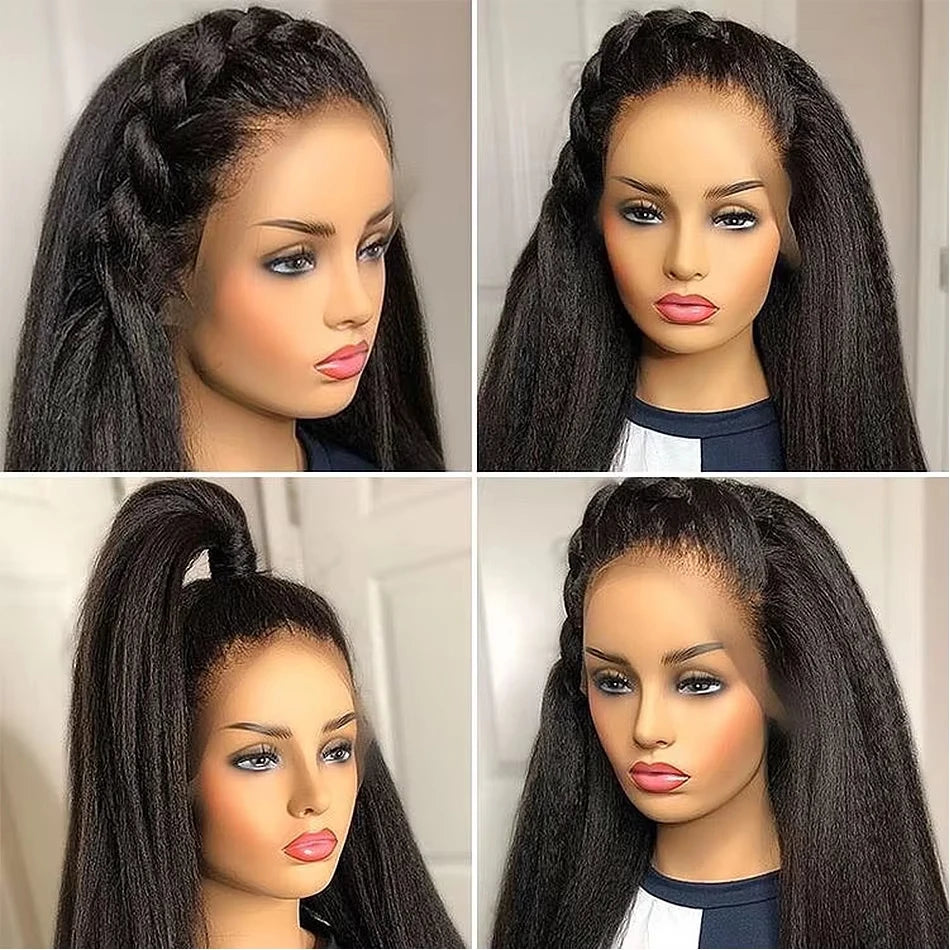 Heyju 360 HD Full Lace Glueless Wig Yaki Straight Lace Front Human Hair