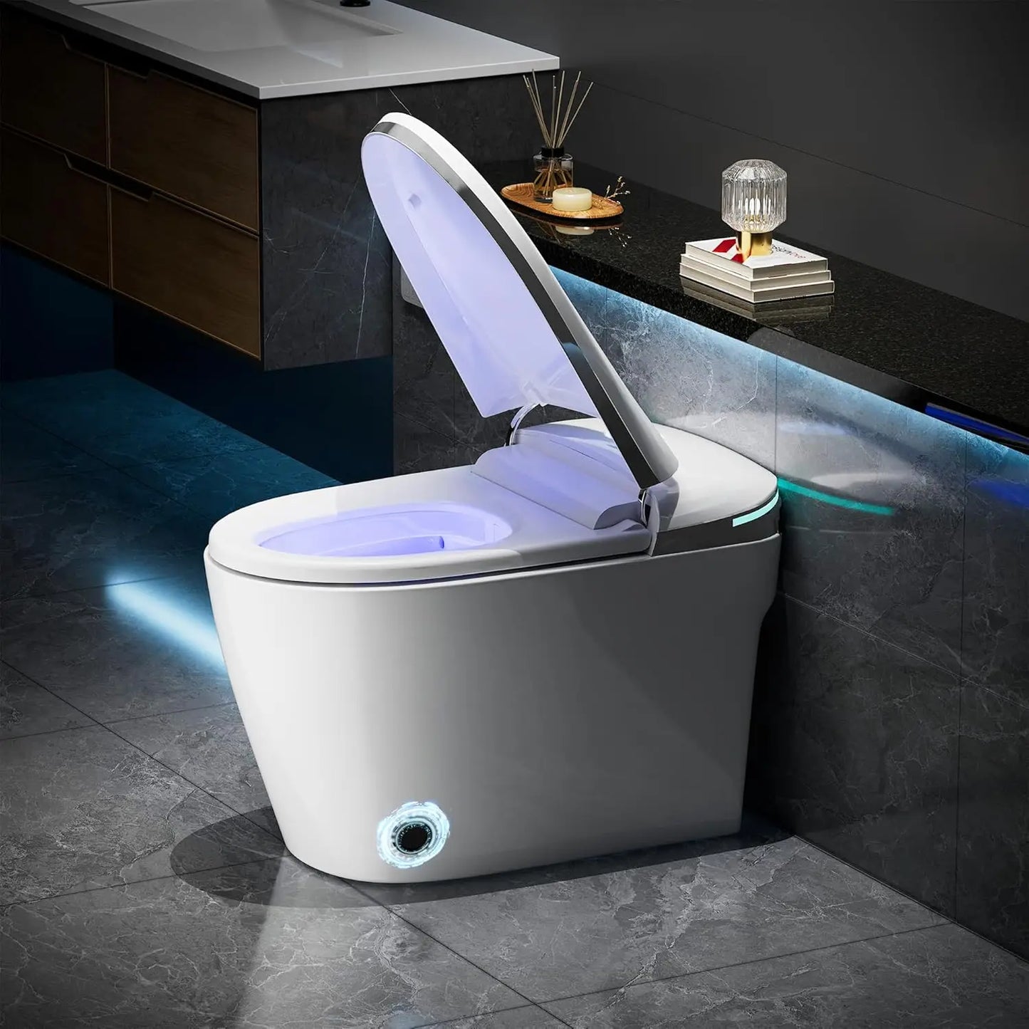 Smart Toilet With Built In Bidet Heated Seat Auto Soft Close Foot Sensor