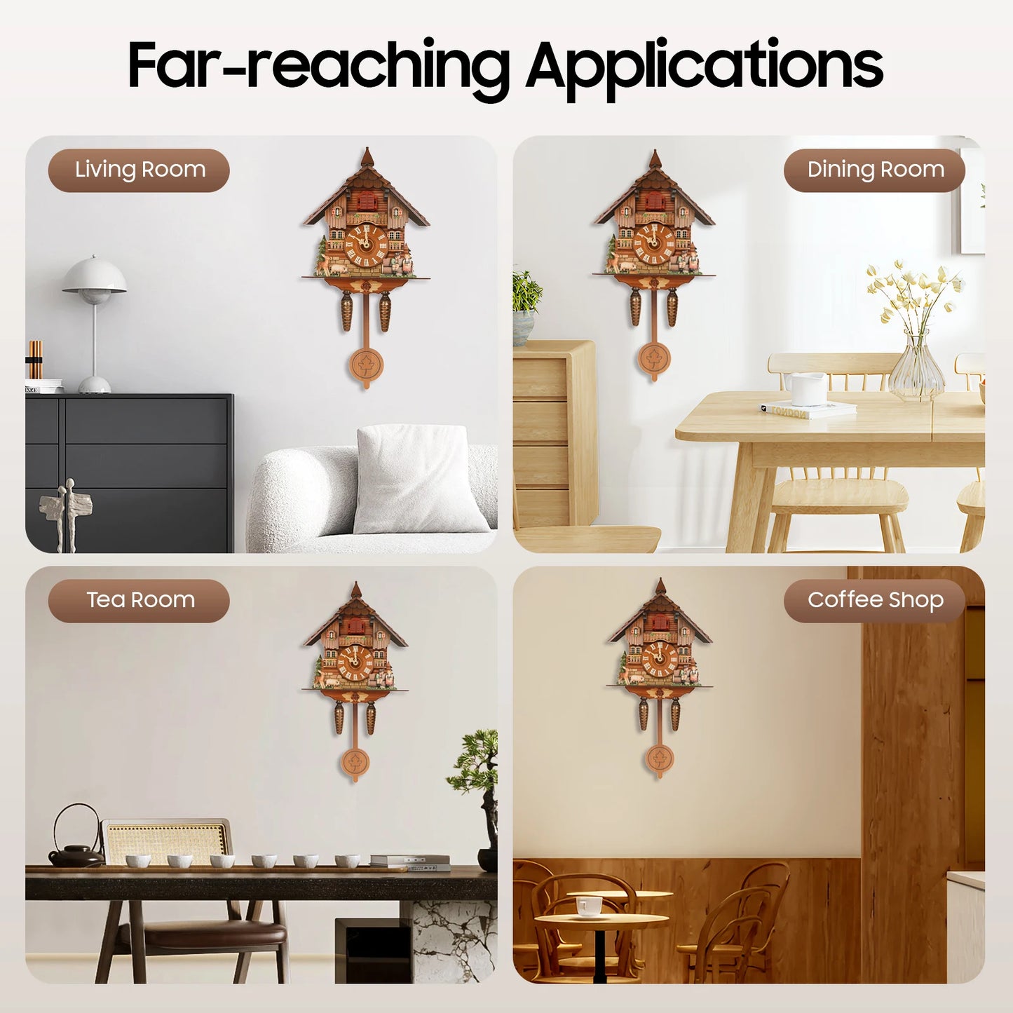 German Style Cuckoo Clock Bird Chime Battery Operated Wall Mount