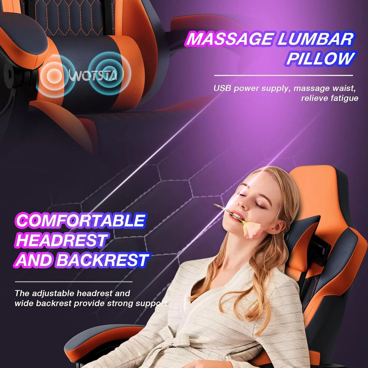 Ergonomic Gaming Chair With Footrest And Adjustable PVC Leather Headrest