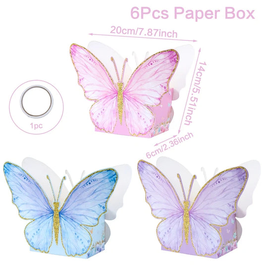 6pcs 20x14cm 3D Simulation Butterfly Birthday Decoration Girl Butterfly Decor Birthday Party Baby Shower Wedding Decoration
