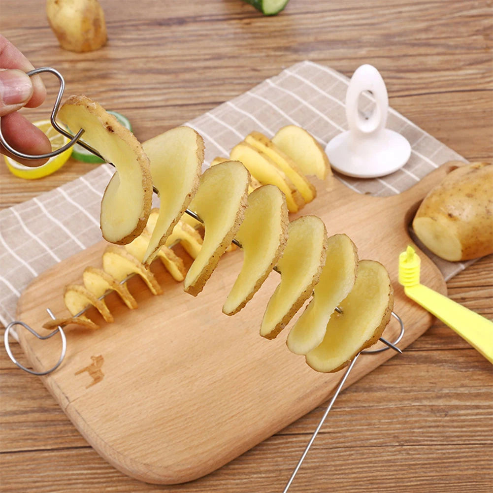 Potato Slicer With 4 Stainless Steel Sticks Spiralizer Chips Maker