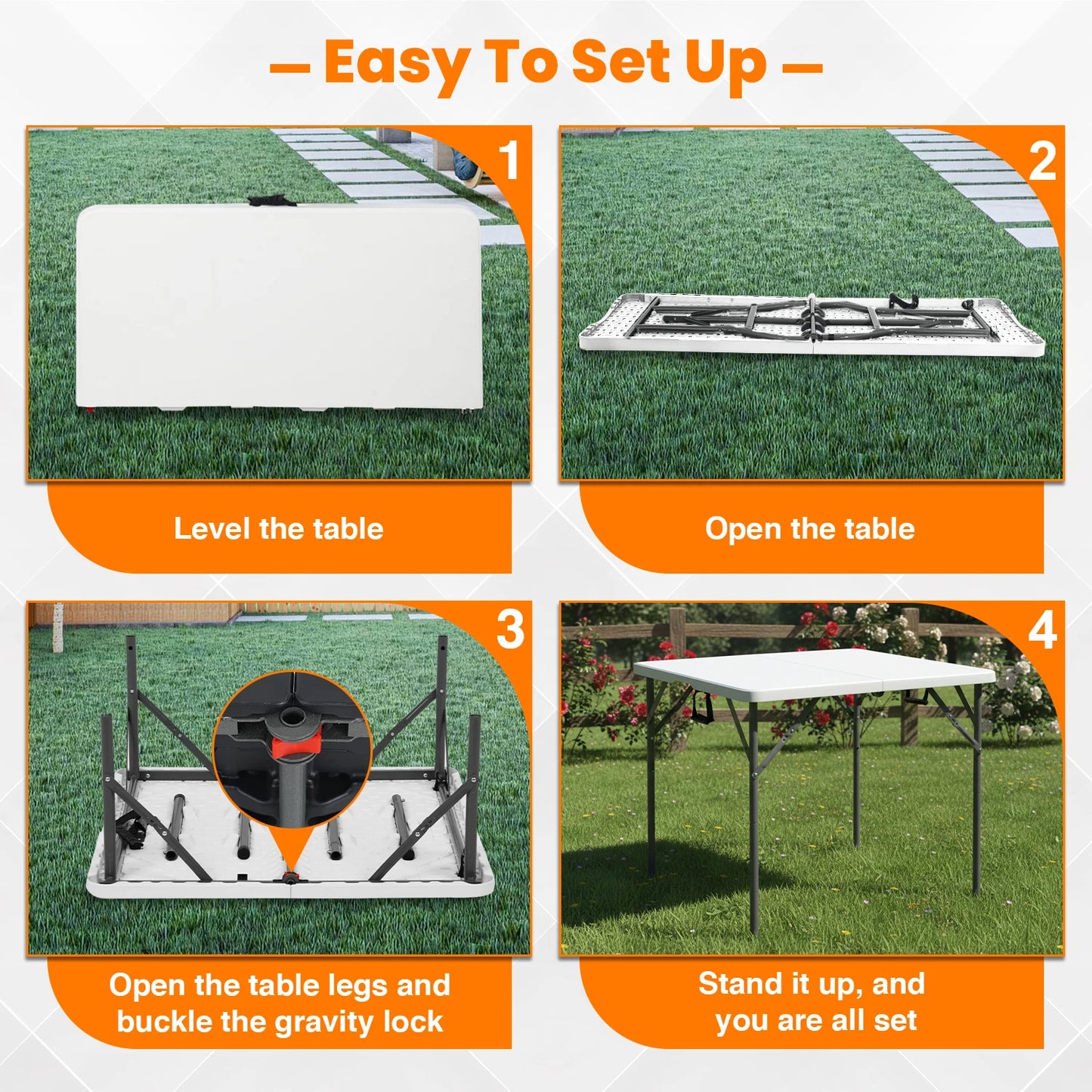 DOPINMIN Folding Outdoor Dining Table Portable Plastic Folding Card Table
